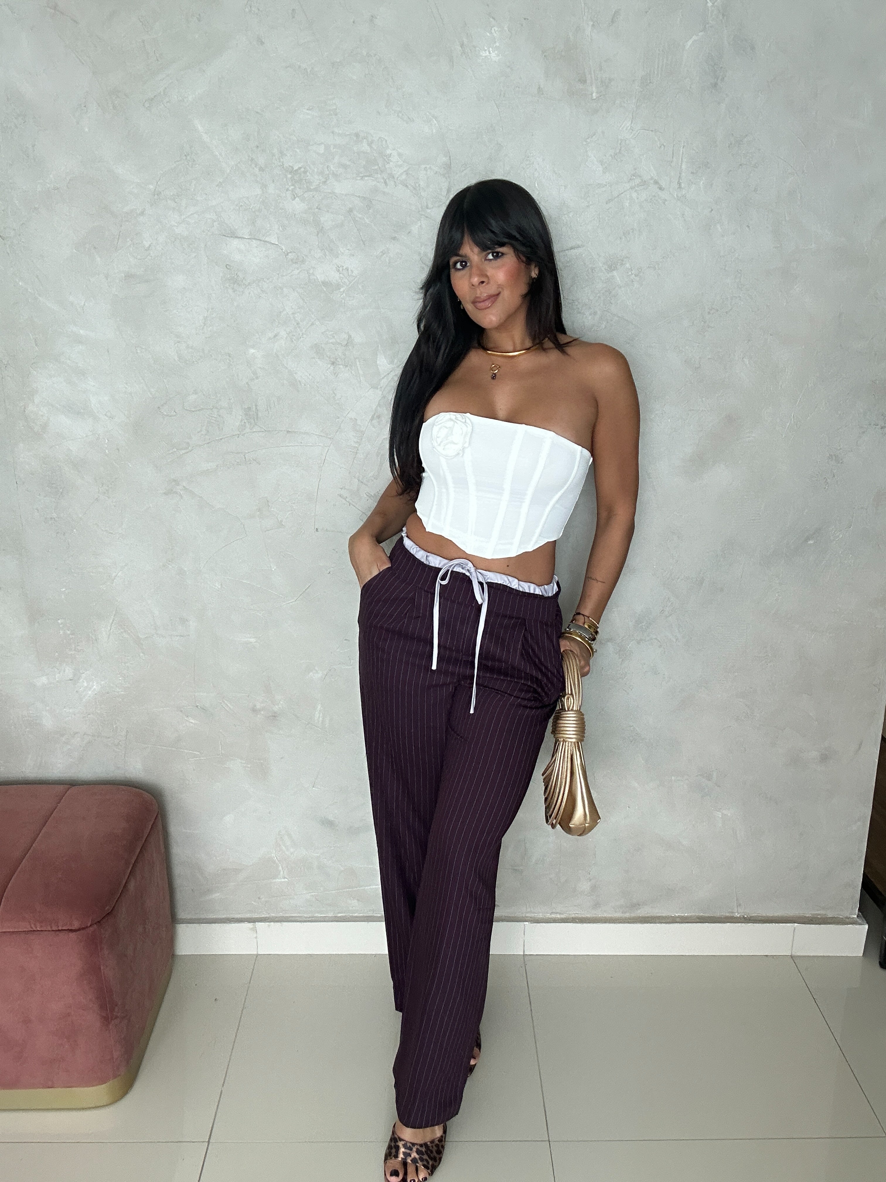 Burgundy line pants🍇