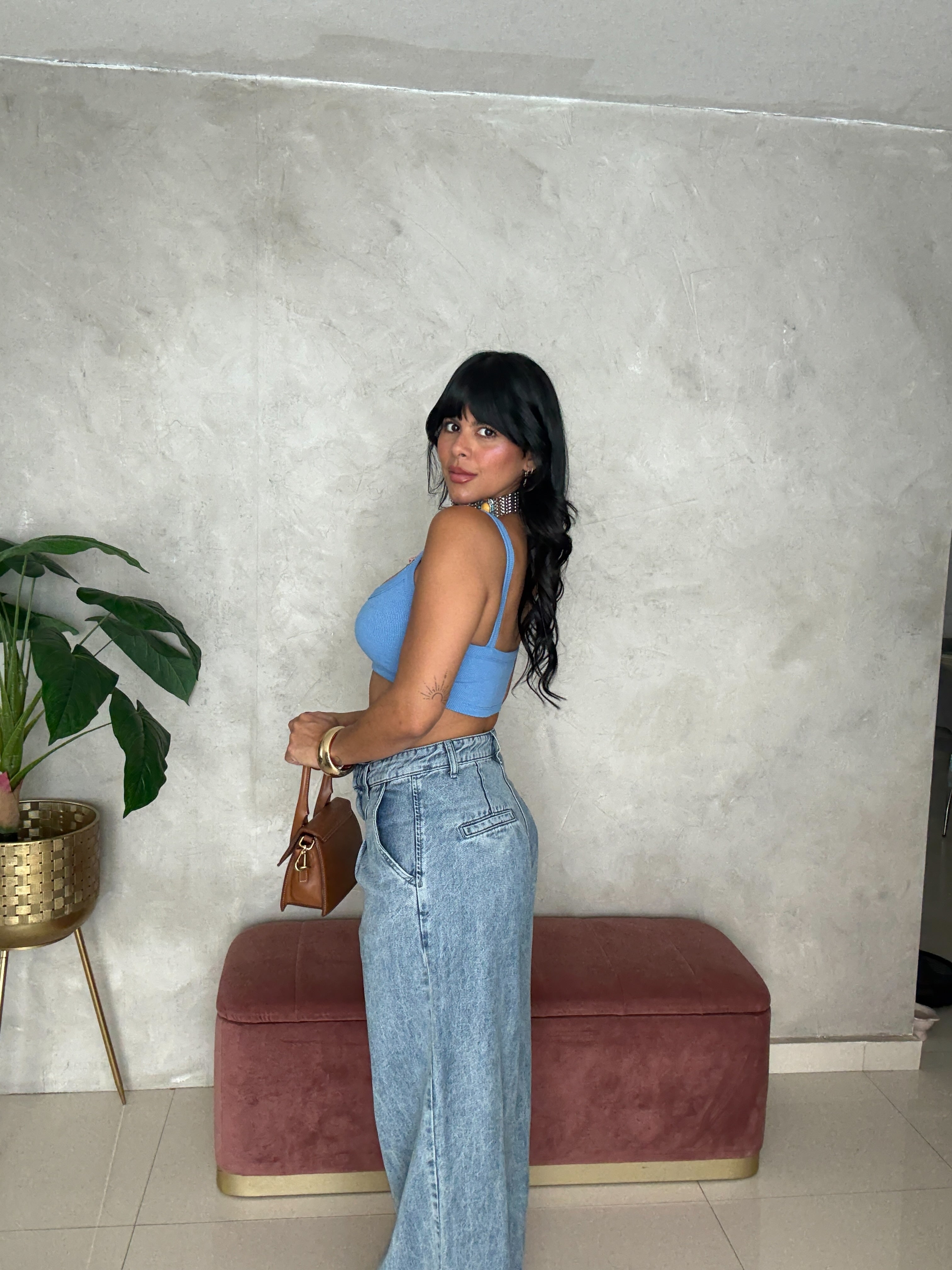 Blue crop basic top 🩵