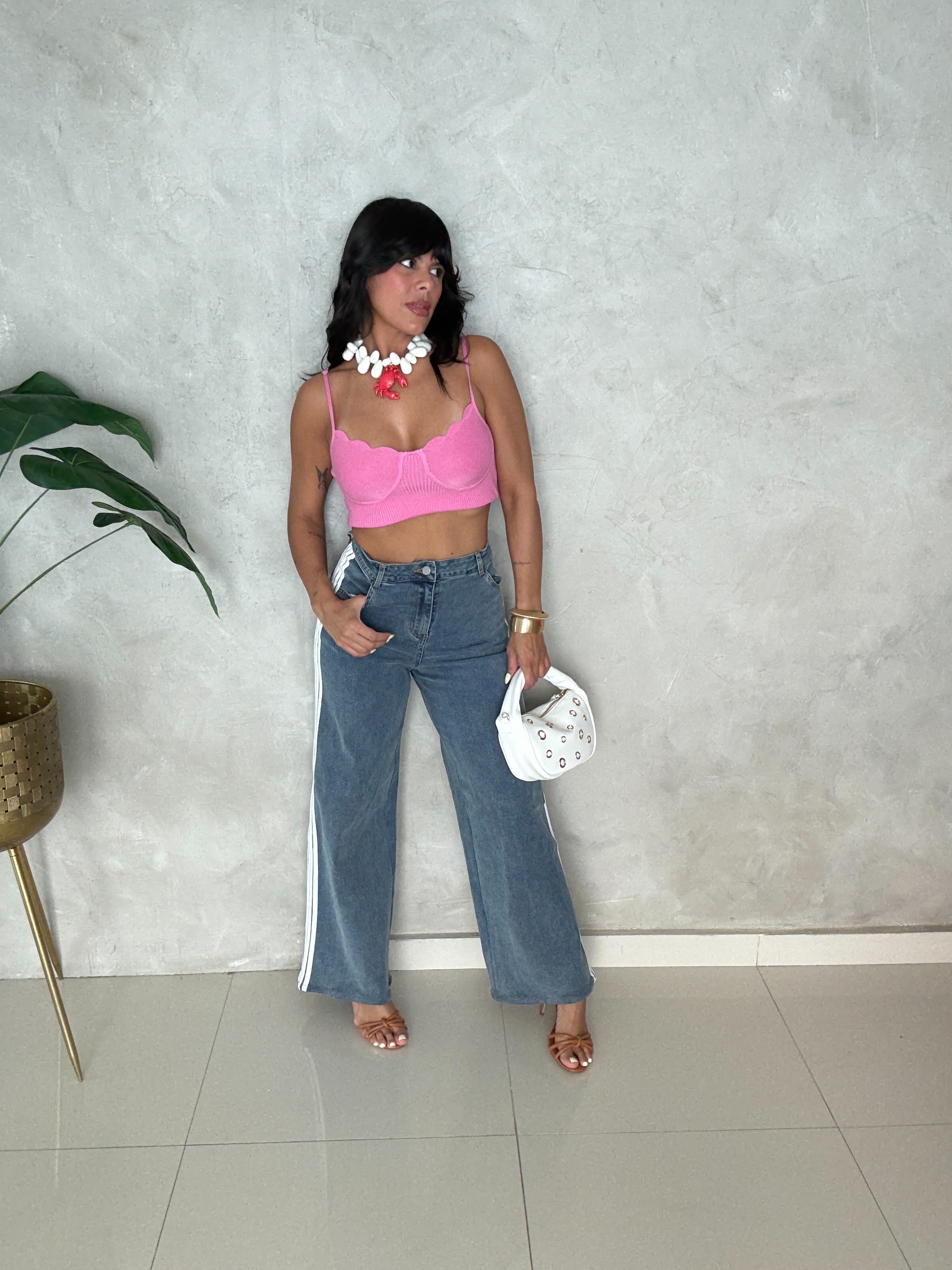 Side stripe denim pant